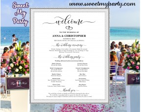 Rustic Wedding Welcome Sign with program,Wedding Welcome sign with program,(022w)